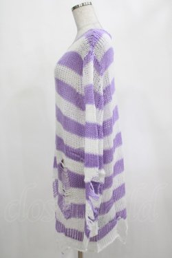 画像2: KILL STAR / Viola Knit Sweater M ホワイト×パープル H-25-03-07-1060-SL-TO-KB-ZY