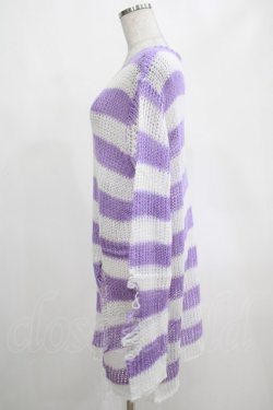 画像2: KILL STAR / Viola Knit Sweater M ホワイト×パープル H-25-03-07-1063-SL-TO-KB-ZT238