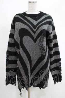 画像1: KILL STAR / Libi Sweater XS 黒×シルバーグレー H-25-03-07-1065-SL-TO-KB-ZT181