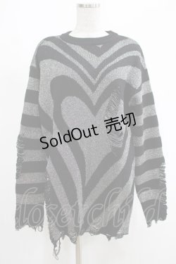 画像1: KILL STAR / Libi Sweater XS 黒×シルバーグレー H-25-03-07-1065-SL-TO-KB-ZT181