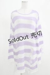 KILL STAR / Viola Knit Sweater L ホワイト×パープル H-25-03-07-1066-SL-TO-KB-ZI