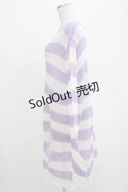 画像2: KILL STAR / Viola Knit Sweater L ホワイト×パープル H-25-03-07-1066-SL-TO-KB-ZI