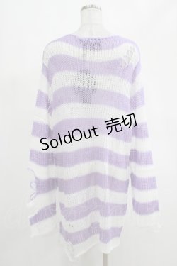 画像3: KILL STAR / Viola Knit Sweater L ホワイト×パープル H-25-03-07-1066-SL-TO-KB-ZI