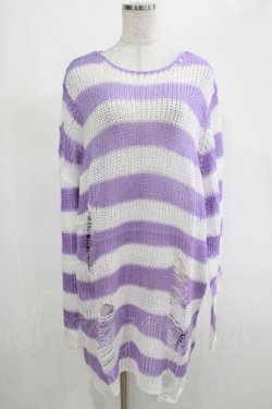 画像1: KILL STAR / Viola Knit Sweater L ホワイト×パープル H-25-03-07-1068-SL-TO-KB-ZY