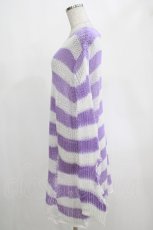 画像2: KILL STAR / Viola Knit Sweater L ホワイト×パープル H-25-03-07-1068-SL-TO-KB-ZT613 (2)