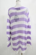 画像3: KILL STAR / Viola Knit Sweater L ホワイト×パープル H-25-03-07-1068-SL-TO-KB-ZT613 (3)