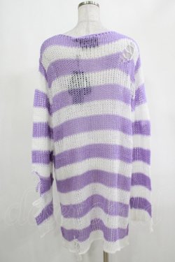 画像3: KILL STAR / Viola Knit Sweater L ホワイト×パープル H-25-03-07-1068-SL-TO-KB-ZY