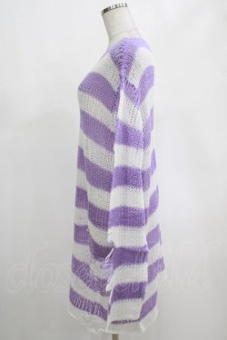 画像2: KILL STAR / Viola Knit Sweater L ホワイト×パープル H-25-03-07-1070-SL-TO-KB-ZT209