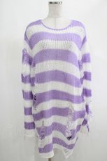 画像1: KILL STAR / Viola Knit Sweater L ホワイト×パープル H-25-03-07-1074-SL-TO-KB-ZH (1)