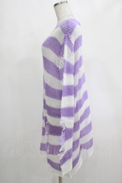 画像2: KILL STAR / Viola Knit Sweater L ホワイト×パープル H-25-03-07-1074-SL-TO-KB-ZH