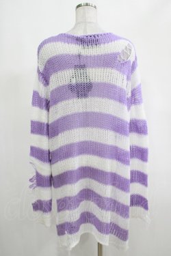 画像3: KILL STAR / Viola Knit Sweater L ホワイト×パープル H-25-03-07-1074-SL-TO-KB-ZH
