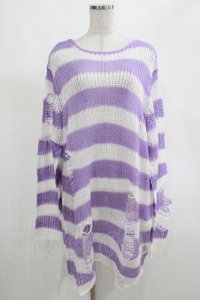KILL STAR / Viola Knit Sweater L ホワイト×パープル H-25-03-07-1076-SL-TO-KB-ZI