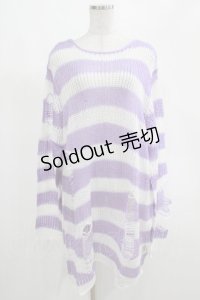 KILL STAR / Viola Knit Sweater L ホワイト×パープル H-25-03-07-1076-SL-TO-KB-ZI