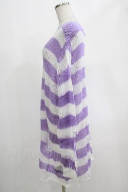画像2: KILL STAR / Viola Knit Sweater L ホワイト×パープル H-25-03-07-1076-SL-TO-KB-ZI