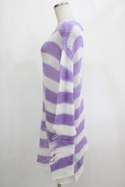 画像2: KILL STAR / Viola Knit Sweater L ホワイト×パープル H-25-03-07-1078-SL-TO-KB-ZI