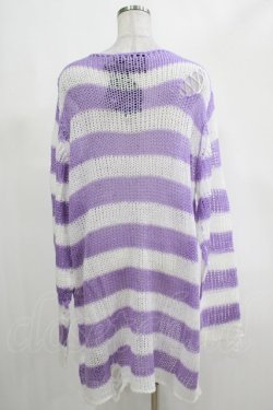 画像3: KILL STAR / Viola Knit Sweater L ホワイト×パープル H-25-03-07-1078-SL-TO-KB-ZI