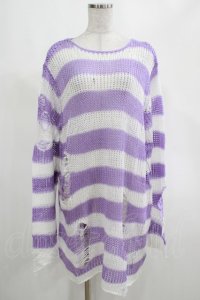 KILL STAR / Viola Knit Sweater L ホワイト×パープル H-25-03-07-1080-SL-TO-KB-OS