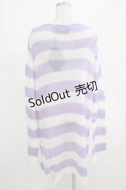 画像3: KILL STAR / Viola Knit Sweater L ホワイト×パープル H-25-03-07-1080-SL-TO-KB-ZT063