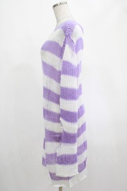 画像2: KILL STAR / Viola Knit Sweater L ホワイト×パープル H-25-03-07-1024-SL-TO-KB-ZH