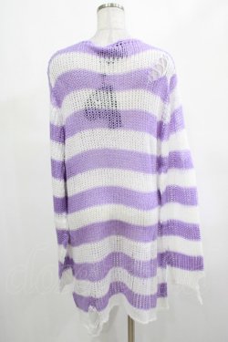 画像3: KILL STAR / Viola Knit Sweater L ホワイト×パープル H-25-03-07-1024-SL-TO-KB-ZH