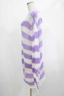 画像2: KILL STAR / Viola Knit Sweater L ホワイト×パープル H-25-03-07-1026-SL-TO-KB-ZH