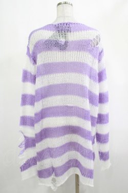 画像3: KILL STAR / Viola Knit Sweater L ホワイト×パープル H-25-03-07-1026-SL-TO-KB-ZH