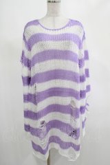 KILL STAR / Viola Knit Sweater L ホワイト×パープル H-25-03-07-1028-SL-TO-KB-ZH