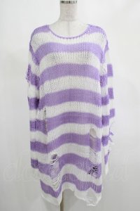 KILL STAR / Viola Knit Sweater L ホワイト×パープル H-25-03-07-1028-SL-TO-KB-ZH