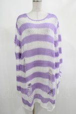 画像1: KILL STAR / Viola Knit Sweater L ホワイト×パープル H-25-03-07-1028-SL-TO-KB-ZH (1)