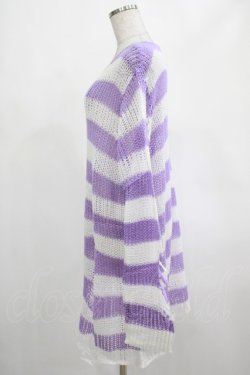 画像2: KILL STAR / Viola Knit Sweater L ホワイト×パープル H-25-03-07-1028-SL-TO-KB-ZH