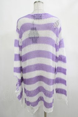 画像3: KILL STAR / Viola Knit Sweater L ホワイト×パープル H-25-03-07-1028-SL-TO-KB-ZH