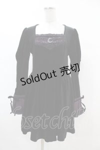 DARK IN LOVE / Walpurgis Night purple splicing dress L 黒 H-25-03-08-001-PU-OP-KB-ZH