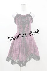 DARK IN LOVE / Rebel pink check sweet cool dress XS ピンク×ブラック H-25-03-08-026-PU-OP-KB-ZI