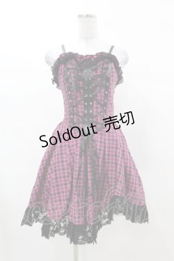 画像1: DARK IN LOVE / Rebel pink check sweet cool dress XS ピンク×ブラック H-25-03-08-026-PU-OP-KB-ZI