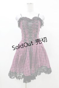 DARK IN LOVE / Rebel pink check sweet cool dress XS ピンク×ブラック H-25-03-08-029-PU-OP-KB-ZH