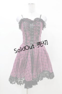 画像1: DARK IN LOVE / Rebel pink check sweet cool dress XS ピンク×ブラック H-25-03-08-029-PU-OP-KB-ZH