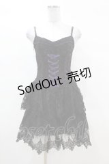 DARK IN LOVE / Gothic sexy black purple lace mini dress XS 黒×紫 H-25-03-08-032-PU-OP-KB-ZH