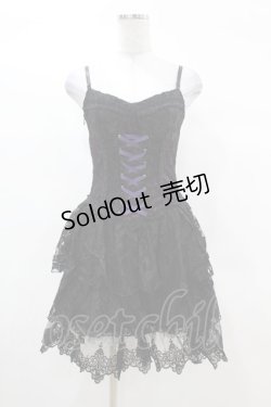 画像1: DARK IN LOVE / Gothic sexy black purple lace mini dress XS 黒×紫 H-25-03-08-032-PU-OP-KB-ZH