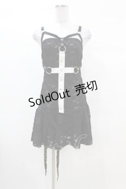 画像1: DARK IN LOVE / Gothic super white cross strap dress XS ブラック H-25-03-08-033-PU-OP-KB-ZH