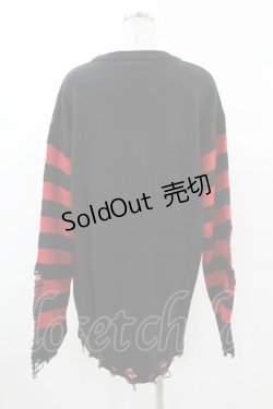 画像2: KILL STAR / Libi Sweater M 黒×赤 H-25-03-09-050-SL-TO-KB-ZH