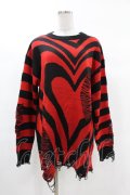 KILL STAR / Libi Sweater M 黒×赤 H-25-03-09-051-SL-TO-KB-ZH