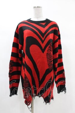 画像1: KILL STAR / Libi Sweater M 黒×赤 H-25-03-09-051-SL-TO-KB-ZT357