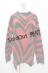KILL STAR / Libi Sweater XS 黒×赤 H-25-03-09-052-SL-TO-KB-ZI