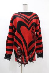 KILL STAR / Libi Sweater XS 黒×赤 H-25-03-09-053-SL-TO-KB-ZH