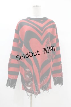 画像1: 【SALE】KILL STAR / Libi Sweater XS 黒×赤 H-25-03-09-053-SL-TO-KB-ZT47
