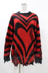KILL STAR / Libi Sweater XS 黒×赤 H-25-03-09-054-SL-TO-KB-ZH