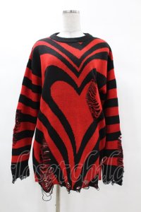 KILL STAR / Libi Sweater XS 黒×赤 H-25-03-09-054-SL-TO-KB-ZH