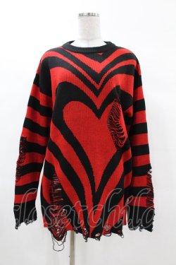 画像1: KILL STAR / Libi Sweater XS 黒×赤 H-25-03-09-054-SL-TO-KB-ZH