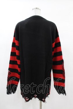 画像2: KILL STAR / Libi Sweater XS 黒×赤 H-25-03-09-054-SL-TO-KB-ZH