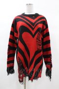KILL STAR / Libi Sweater XS 黒×赤 H-25-03-09-055-SL-TO-KB-ZH